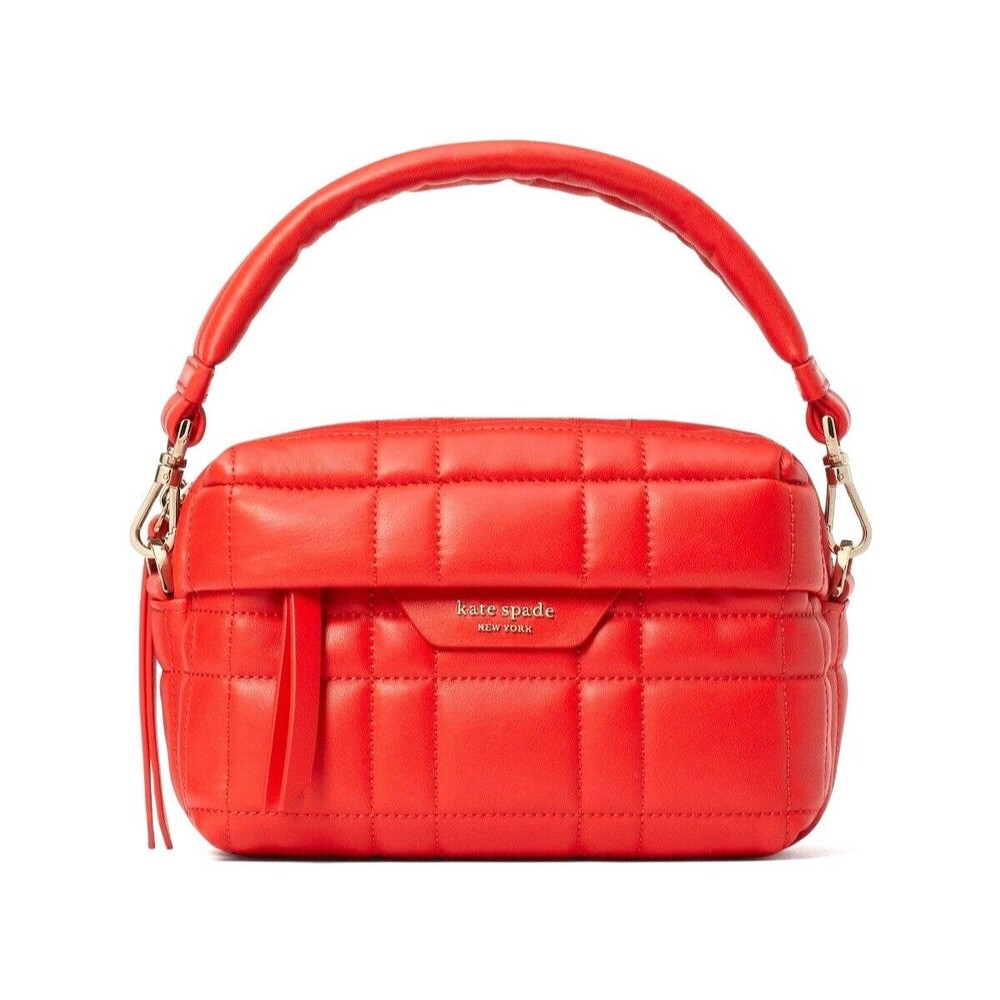 New Kate Spade Softwhere Quilted Leather Small Convertible Crossbody Bright Red